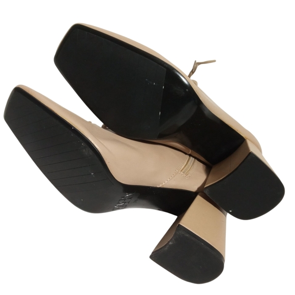 Zara Beige Square Toe Lace-Up Block Heel Ankle Boots Women’s Size 7.5 (38) - Picture 5 of 7